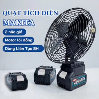 Quạt Tĩch Điện Pin 10 Cell Dùng Liên Tục 8H, Quạt Pin Makita, Quạt Để Bàn Tích Điện 2 Cấp Độ Gió Siêu Mát