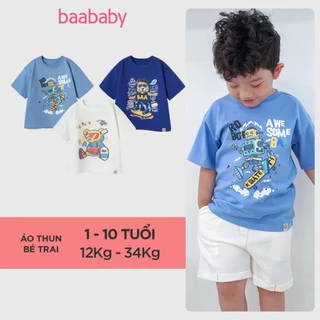 Áo thun bé trai, áo thun form rộng cho bé trai cotton in robot, khủng long cho bé từ 1 tuổi - 10 tuổi - AT30N - Baa Baby