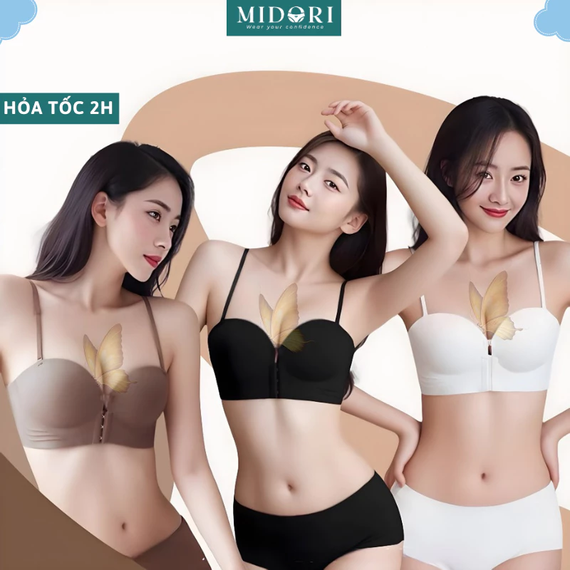 Áo Ngực Cài Trước Độn Dày Nâng Đẩy, Áo Lót Chộng Tuột Tạo Khe Midori A964