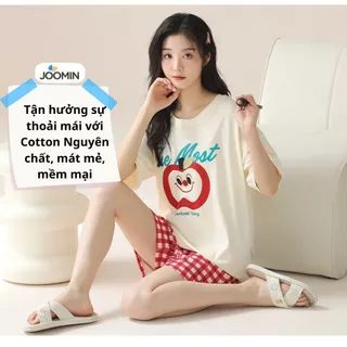 Bộ Mặc Nhà Nữ Đồ Ngủ Mùa Hè Cotton Cao Cấp Set Quần Đùi Áo Cộc Dễ Thương JOOMIN