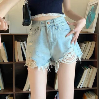 Quần Đùi Jeans Nữ , Quần Short Nữ Chất Liệu Denim Tua Rua Phong Cách Độc Lạ Hàn L11