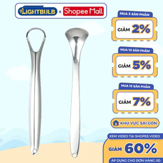 Dụng Cụ Vệ Sinh Lưỡi LIGHTBULB Cao Cấp Bằng Inox Dành Cho Người Lớn, Trẻ Em, Giúp Hơi Thở Bớt Hôi 100% Tiện Lợi, Đa Năng