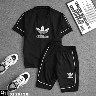 Bộ Cộc Tay Nam Adidas Logo Thêu Chất Vải Umi Xước Siêu Đẹp Hàng Hot Trend 2024