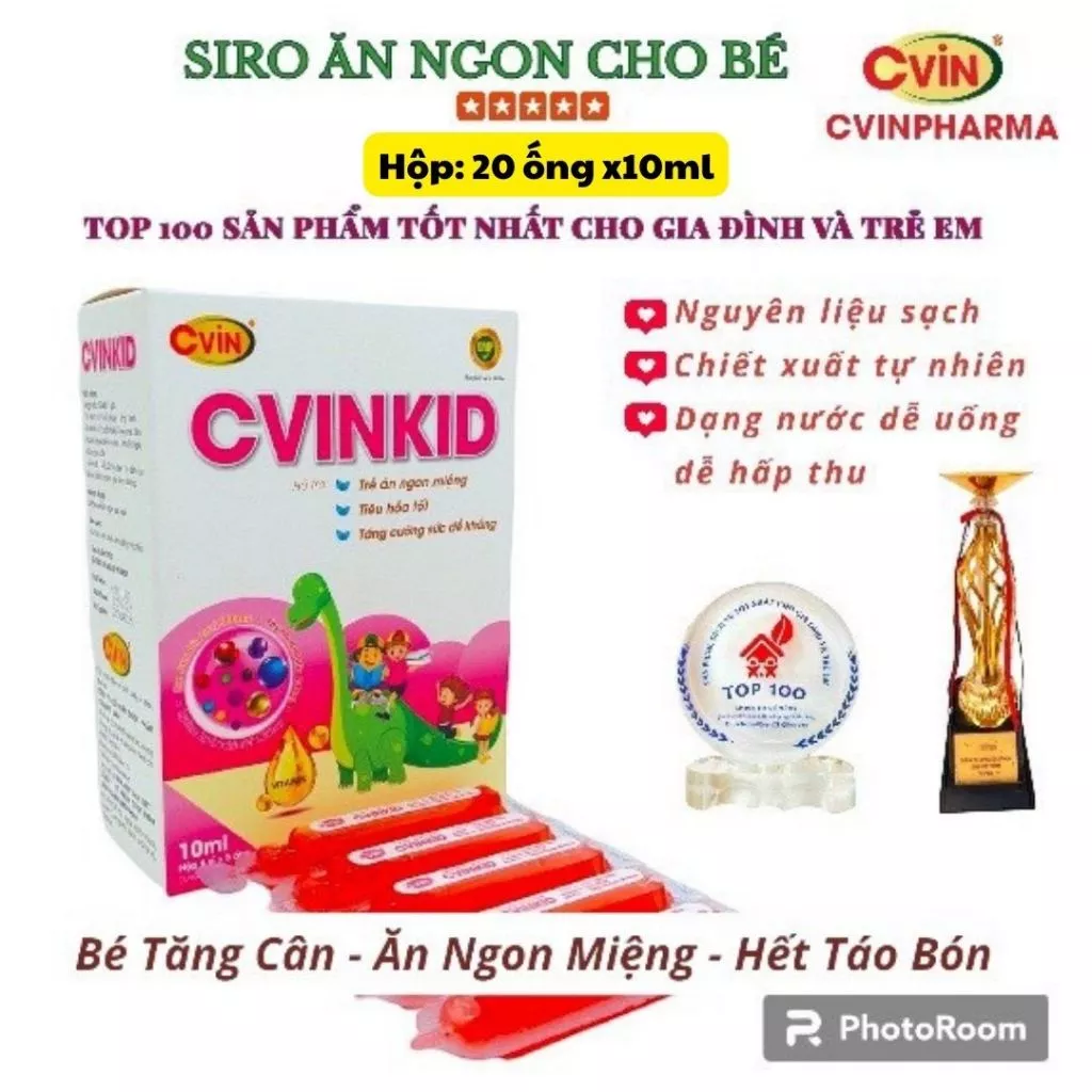 Siro ăn ngon hữu cơ giúp bé ăn ngon tiêu hóa tốt-Siro ăn ngon cho bé CVINKID (Hộp 20 ống)