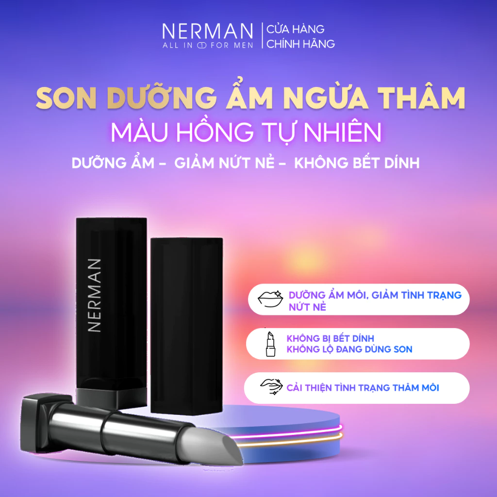 Son dưỡng cho nam Nerman dưỡng ẩm môi,giảm nứt nẻ,không bết dính,hỗ trợ mờ thâm Men in Black 4g