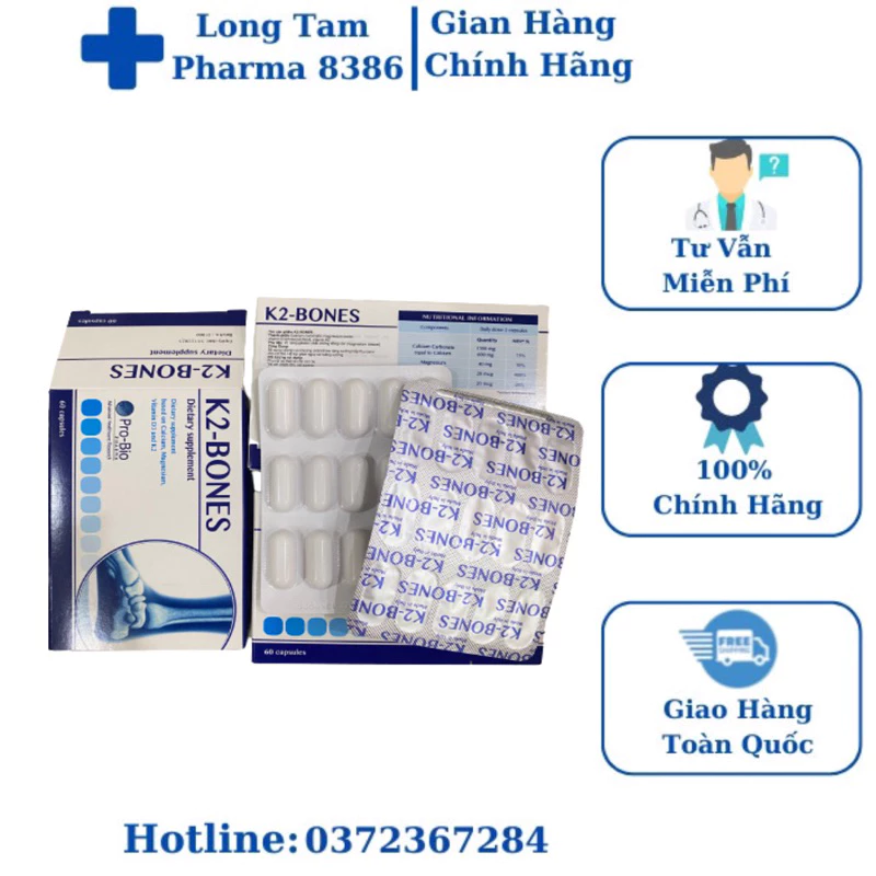 Viên Uống Canxi K2-Bone date 2026: Hỗ trợ giảm nguy cơ loãng xương  -Hộp 60 viên