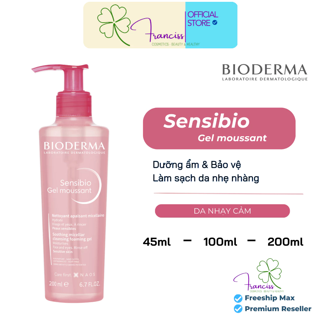 Gel Rửa Mặt Sạch Sâu Bioderma - Bioderma Sensibio Gel Moussant Cho Da Nhạy Cảm