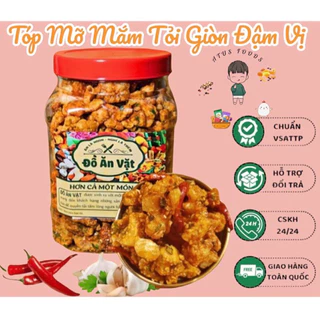 Tóp mỡ rim mắm tỏi(250G/500G) giòn tan - tóp mỡ rim mắm hành tỏi ớt thơm ngon đậm vị, ăn vặt siêu cuốn