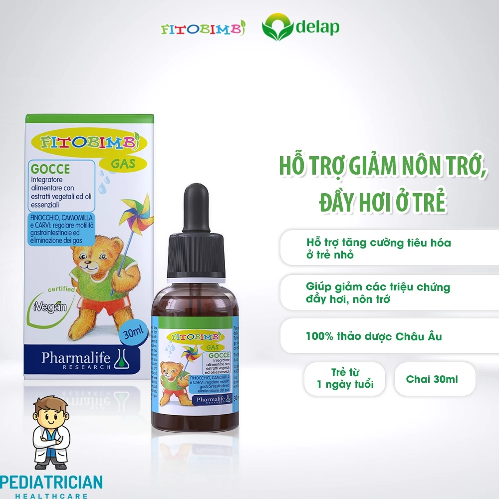 HÀNG CHÍNH HÃNG-Siro FITOBIMBI GAS Hỗ Trợ Giảm Nôn Trớ, Đầy Hơi Cho Bé Chai 30ml