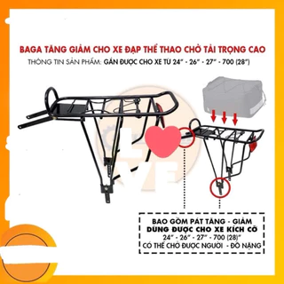 Baga thép chở tải trọng cao đa năng  phù hợp cho xe đạp thể thao  - Dùng được cho xe kích cỡ từ 24"-26"-27"-700 ( 28")