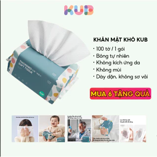 Khăn mặt khô cao cấp KUB, giấy lau đa năng dùng 1 lần có thể tái sử dụng, gói 100 tờ cỡ lớn