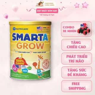 Sữa bột Smarta Grow 1 - 10 Tuổi (850G) Phát triển chiều cao, Não bộ Hàng Chính Hãng Date Dài Sữa Bột Cho Bé