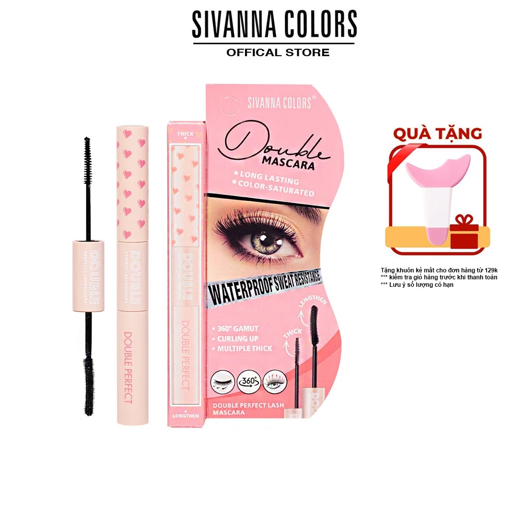 Mascara 2 Đầu Làm Dày Dài Cong Mi Sivanna Colors Double Perfect Lash Mascara Lâu Trôi Chống Nước HF937