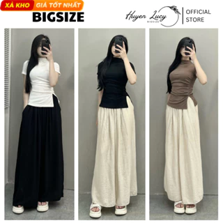 Áo thun nữ cộc tay bigsize cổ 3 phân nhúm sườn xẻ tà cổ tròn phong cách cá tính đi chơi Huyền Lucy Bigsize