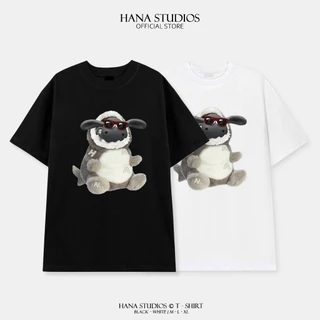 Áo Thun Nam Nữ Form Rộng Cotton Tay Lỡ Unisex , Áo Phông Cổ Tròn Hana Basic Oversize Trend 2024 - Cừu Shark