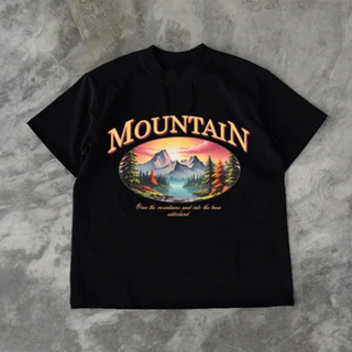 Áo thun unisex nam nữ  Mountain form boxy vintage 100% cotton 250gsm