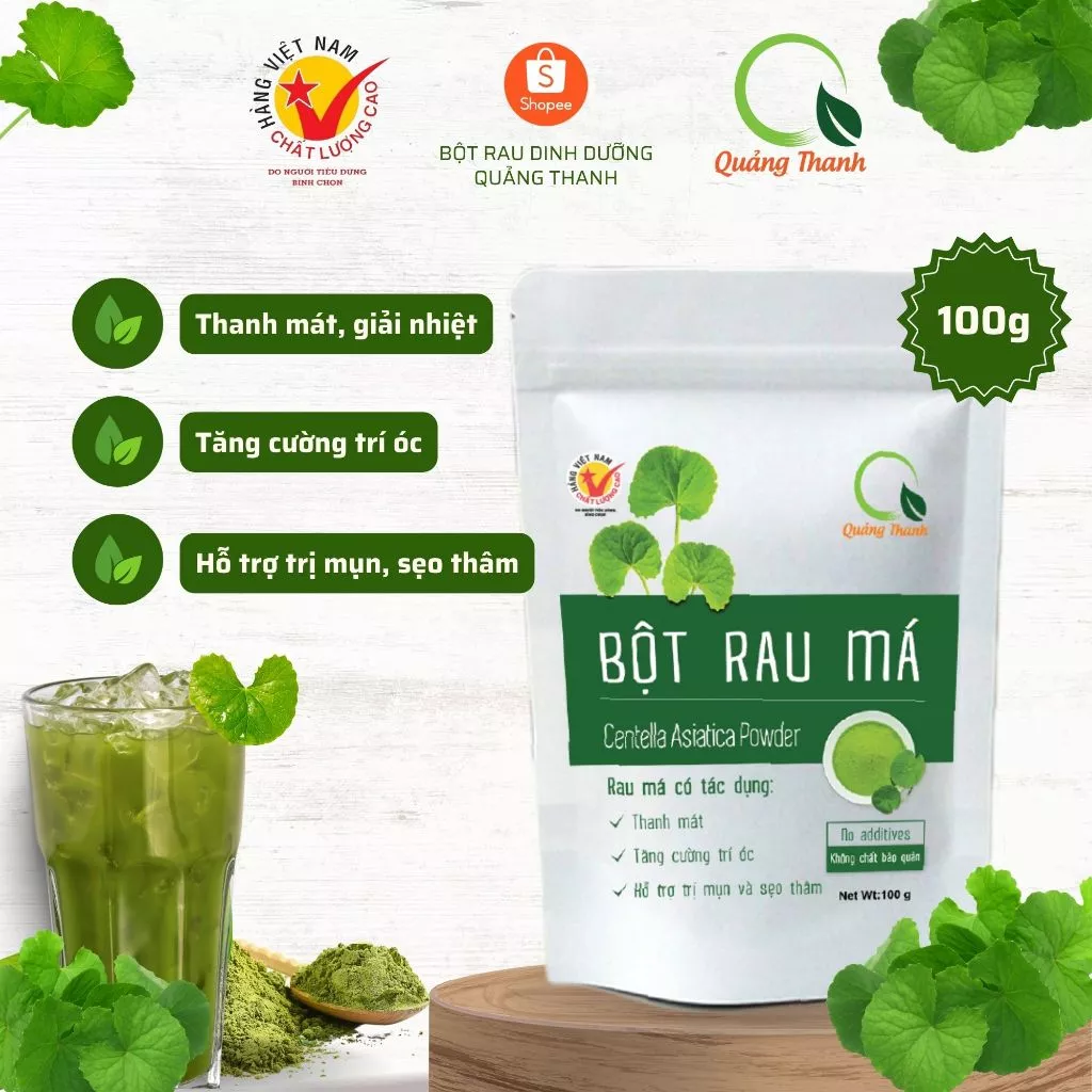 Bột Rau Má Quảng Thanh Nguyên Chất Sấy Lạnh - Gói 100g