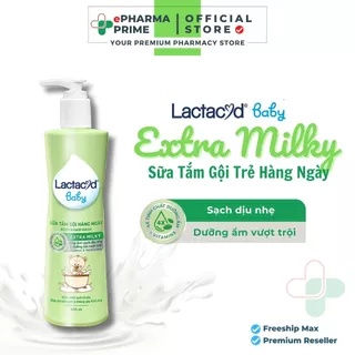 Sữa Tắm Gội Trẻ Em Lactacyd Baby Extra Milky Ngừa Rôm Sảy Cho Bé 500ml