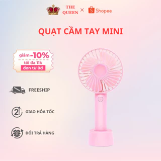 Quạt Mini Cầm Tay Tích Điện 4 Cánh  Chân Đế Để Bàn Tốc Độ Gió N9 Mẫu Mới