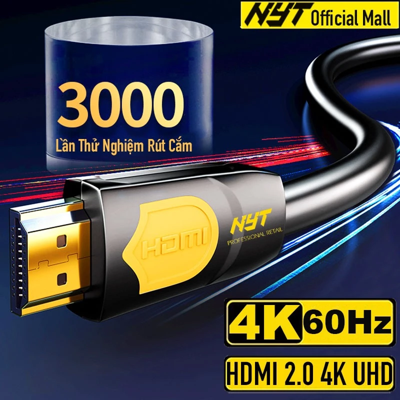 Cáp HDMI 2.0 Tròn Dẻo Chính Hãng  Hỗ Trợ Full 4K*60Hz NYT HAN101 - BH 12T Đổi Mới