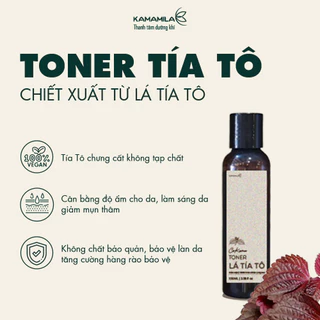 Toner tía tô Kamamila cân bằng độ ẩm cho da ,hỗ trợ giảm mụn, sáng da, mờ thâm, làm sạch da 100% tía to Chai 100ml