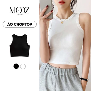 Áo croptop không dây nữ, Áo ba lỗ croptop gân tăm co giãn tốt ôm body siêu tôn dáng