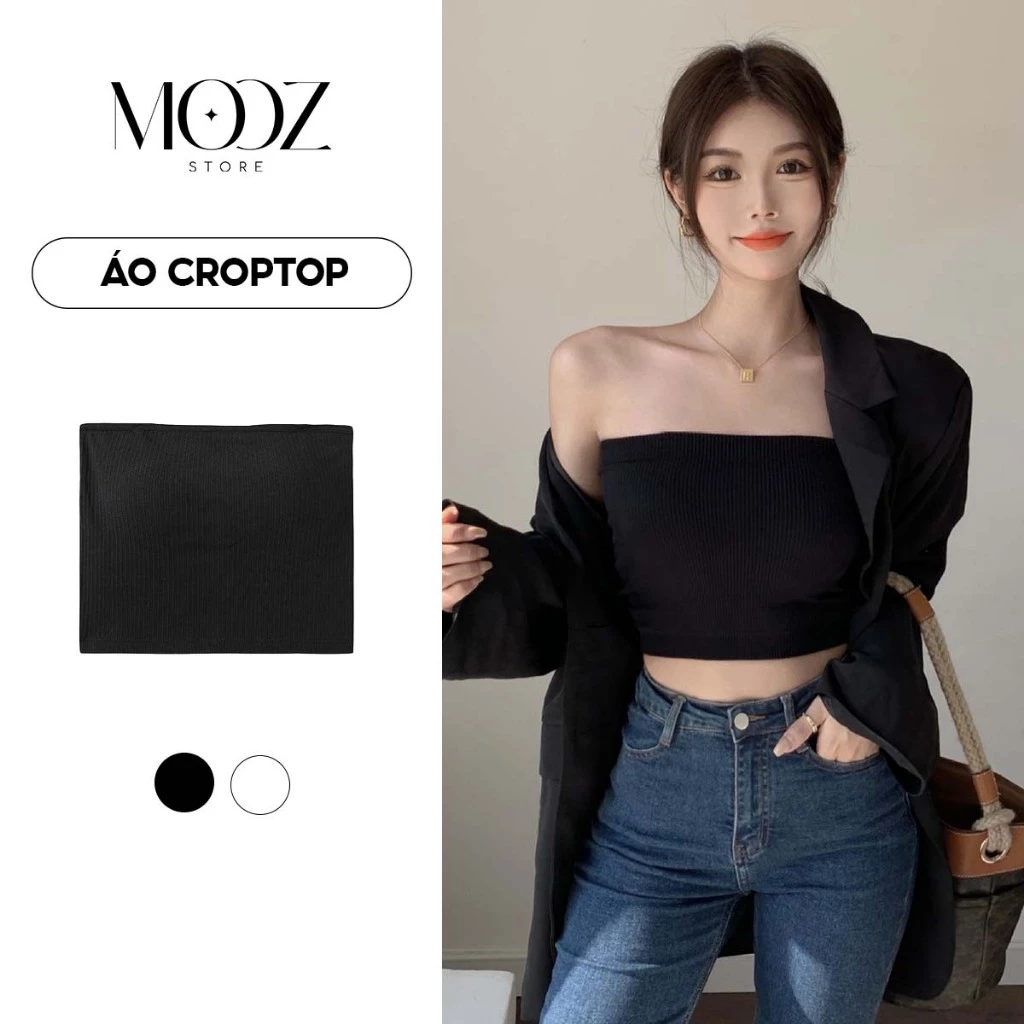 Áo ống quây ngực MoozStore077, Áo croptop không dây không đệm vải gân tăm ôm body trẻ trung quyến rũ