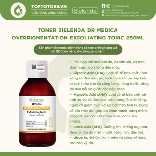 Toner dưỡng trắng Bielenda Dr Medica Overpigmentation Exfoliating Tonic làm da căng bóng, sáng mịn, mờ thâm sạm 250ml