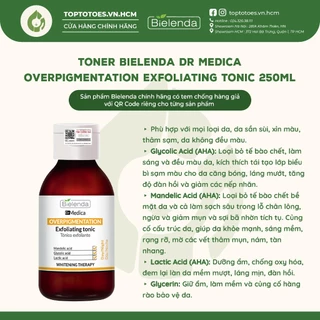 Toner dưỡng trắng Bielenda Dr Medica Overpigmentation Exfoliating Tonic làm da căng bóng, sáng mịn, mờ thâm sạm 250ml