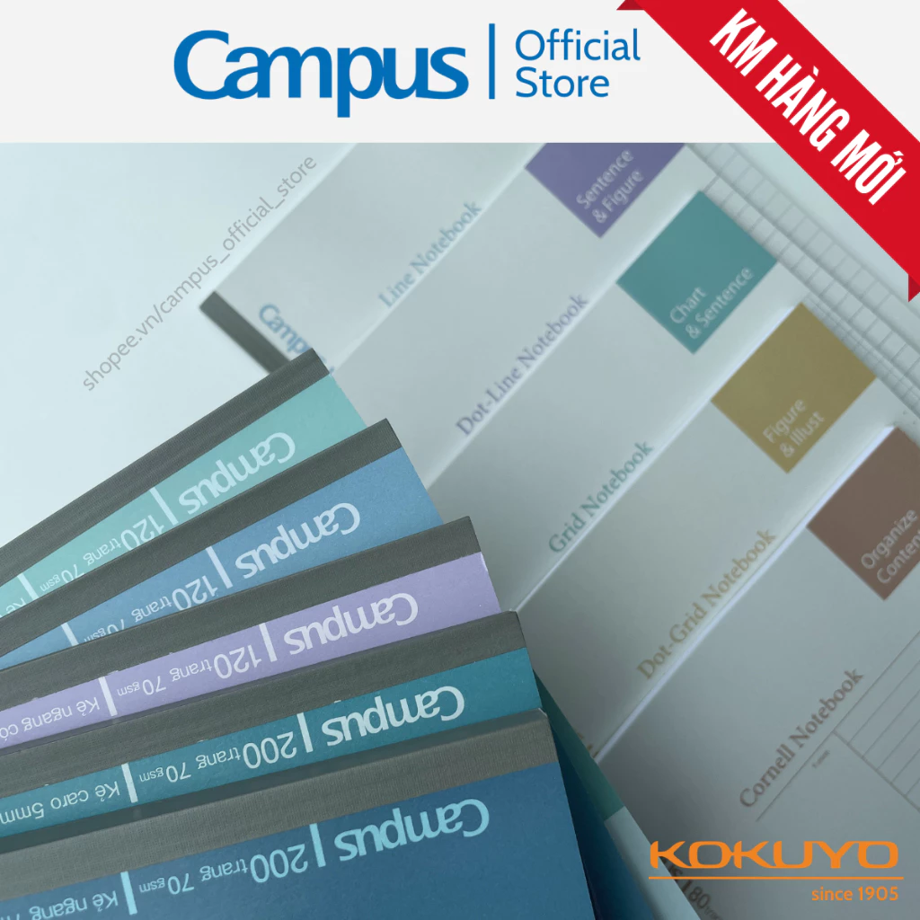 (5q) Vở Miền Bắc Basic Bản Sắc Campus Gáy Keo nhiều dòng Kẻ 80/120/200tr Khổ B5/A4 Chính Hãng