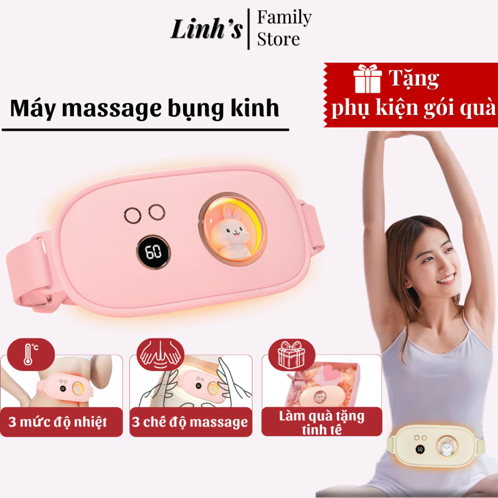 Máy massage chườm bụng kinh kèm đai giúp làm ấm giảm đau bụng kinh cho phụ nữ đến kỳ - Linh's Family Store