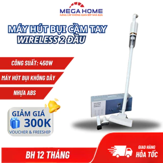 MÁY HÚT BỤI CẦM TAY KHÔNG DÂY WIRELESS 2 ĐẦU HÚT TIỆN LỢI - MEGAHOME HCM - BẢO HÀNH 12 THÁNG