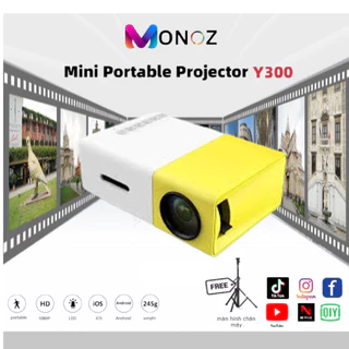 (Monoz)Máy chiếu Y300 Màn hình máy chiếu mini cầm tay HD 1080P LED Home Âm thanh 3,5mm HDMI