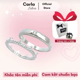 Nhẫn bạc đôi Carla mẫu Little Princess lấp lánh, dễ thương dành cho các cặp đôi ND07