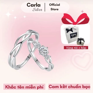 Nhẫn bạc đôi Carla mẫu Rose Branches tình yêu, lấp lánh dành cho các cặp đôi ND01