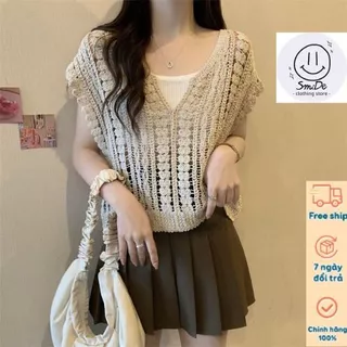 Áo Sát Nách Không Tay Len Lưới Dệt Kim Họa Tiết Thoáng Mát Dáng Rộng Trẻ Trung Năng Động Hot Trend 2024 / Smide Clothing