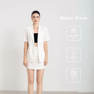 Set Diana gồm: áo blazer ngắn tay mix chân váy chữ A, chất linen, phong cách công sở thanh lịch | the tendy