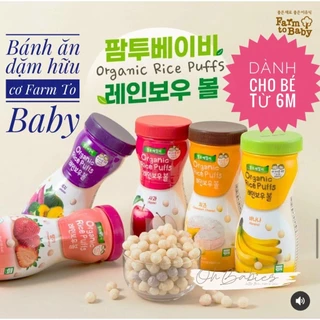 [DATE T9.2025] Bánh Gạo Ăn Dặm Hữu Cơ FARM TO FAMILY ORGANIC RICE PUFFS Hộp Tròn Hàn Quốc Cho Bé 6M+