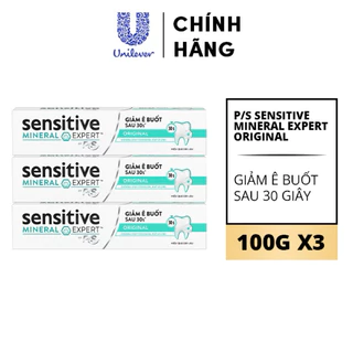 Bộ 3 Hộp Kem đánh răng P/S giảm ê buốt sau 30 giây Sensitive Mineral Expert Original với tác động từ khoáng 100g