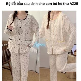 Bộ Đồ Bầu Và Sau Sinh Dài Tay Cao Cấp Azuno AZ205 Chất Liệu Cotton Co Giãn Mặc Hè Thu Mát