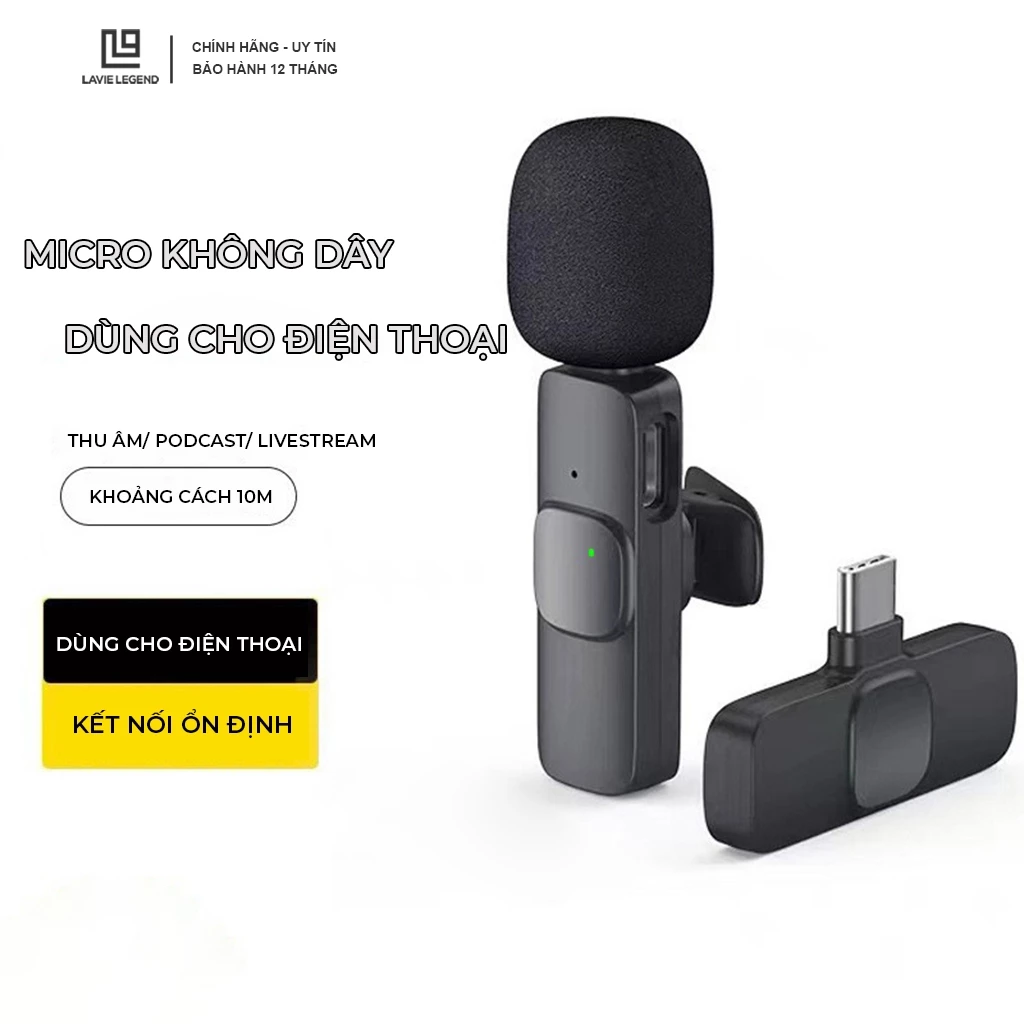 Micro Thu Âm Không Dây Cho Điện Thoại K9 Giảm Tiếng Ồn, Nhỏ Gọn Cài Áo Mic Thu Âm Phù Hợp Livestream, Vlog