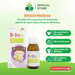 Siro Kẽm Biolizin Mediusa bổ sung lysine và vitamin b6 giúp bé ăn ngon tăng cường sức đề kháng hệ miễn dịch tự nhiên