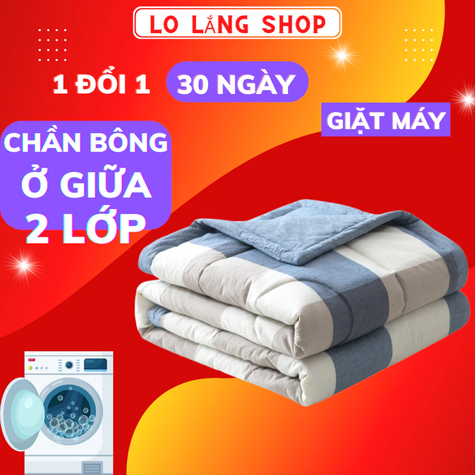 Chăn hè 2 lớp chần bông cotton poly Loại 1 siêu gọn nhẹ thấm hút mồ hôi tốt HiLOGI KITCHEN