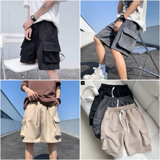 Quần short thun nam DA LỘN DL ống rộng màu ĐEN/TAN - Quần ngố, quần đùi lưng chun form Nam nữ unisex 🖤 Jaystoree