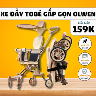 Xe Đẩy Gấp Gọn OLWEN Xe Đẩy Cho Bé Đi Du Lịch Siêu Gọn Nhẹ Đảo Chiều Có Đệm ngồi và mái ché Tobé Bé Từ 6-36 tháng