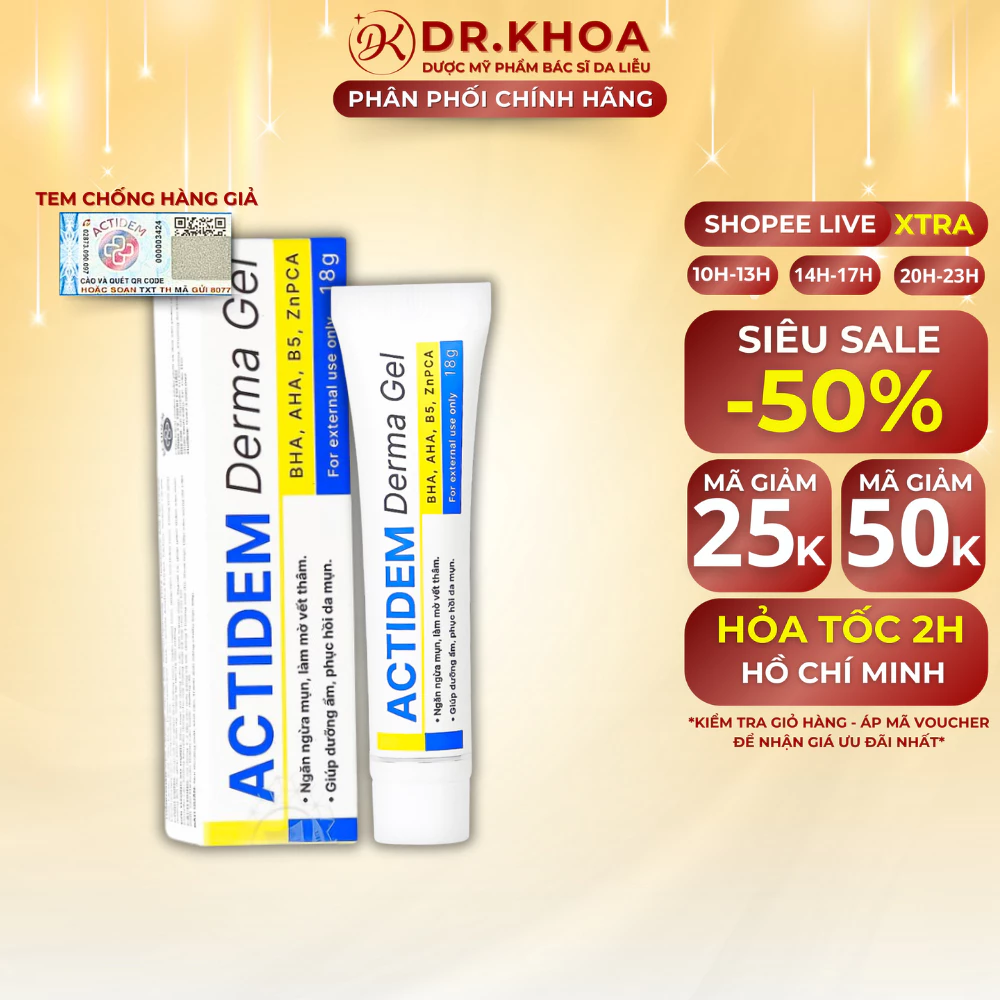 Gel Giảm Mụn Ẩn, Ngừa Thâm Actidem Derma Gel 18/40g