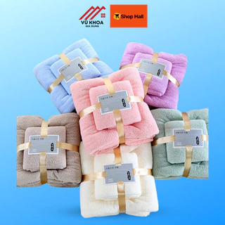 Set 2 Khăn Tắm Lông Cừu, Xuất Xứ Hàn Quốc Cỡ Lớn, Mềm Mịn Thấm Hút Nước ( Mẫu Mới Nhất )