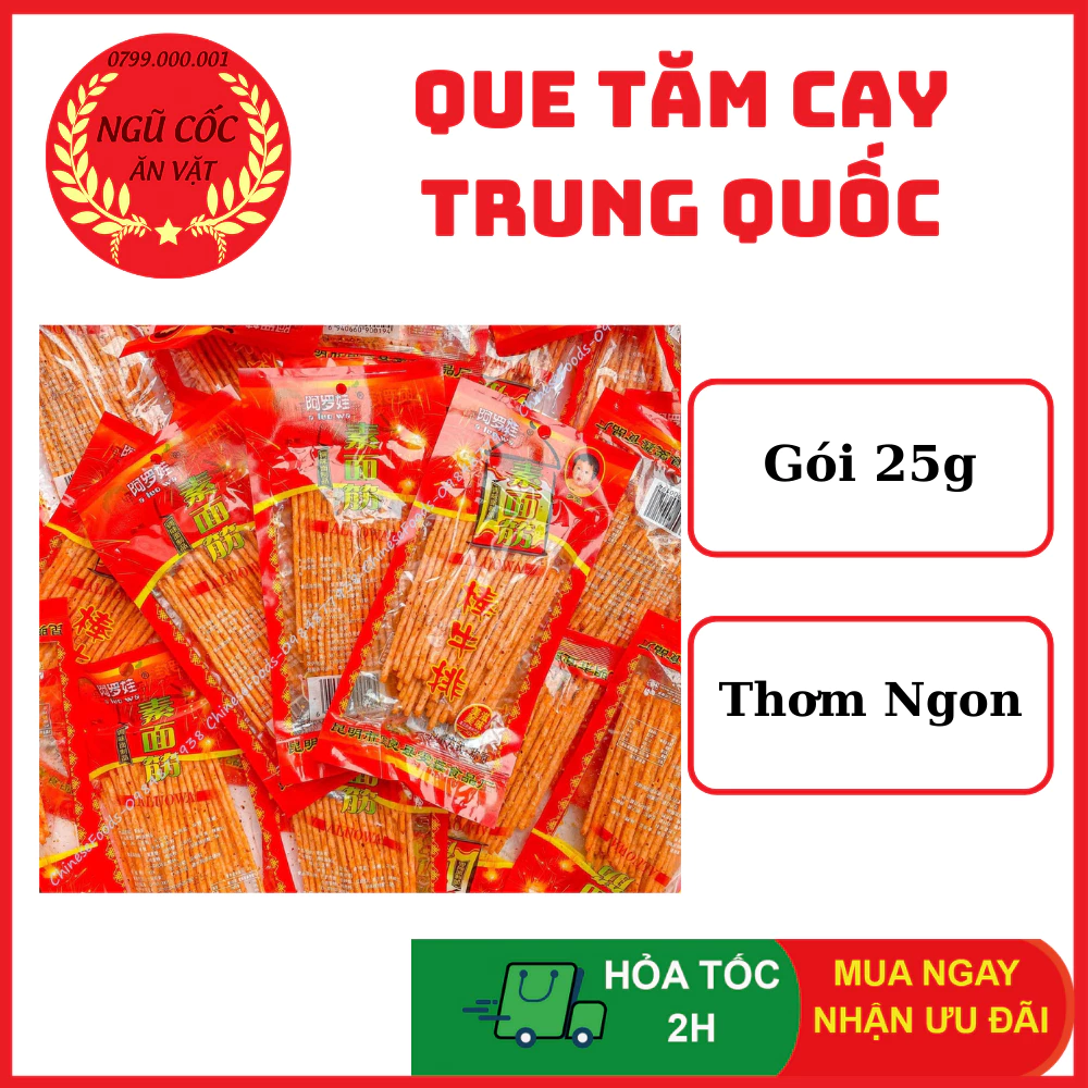 Tăm Cay Tuổi Thơ - Que Tăm Cay Ăn Vặt - Tăm Cay Trung Quốc - Que Cay Nội Địa Trung - Gói 25g - ngucoc_anvat