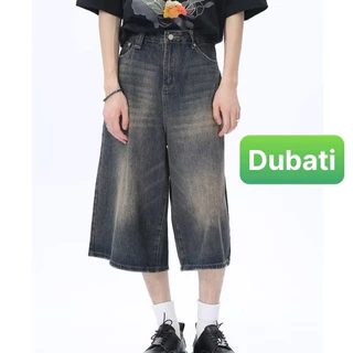 Quần sọt short jean nam nữ chất bò lửng ống rộng dài 70cm phong cách hot trend 2024 - Dubati Fashion