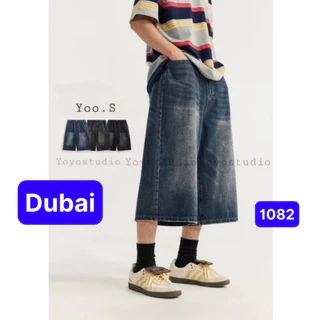 Quần sọt short jean nam nữ chất bò lửng ống rộng dài 70cm phong cách cao cấp mới - Dubai Fashion